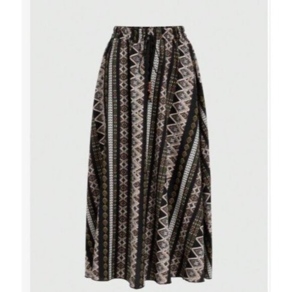 Women's S Hippie Geometric Print Bohemian Maxi Skirt Gypsy - Picture 1 of 10